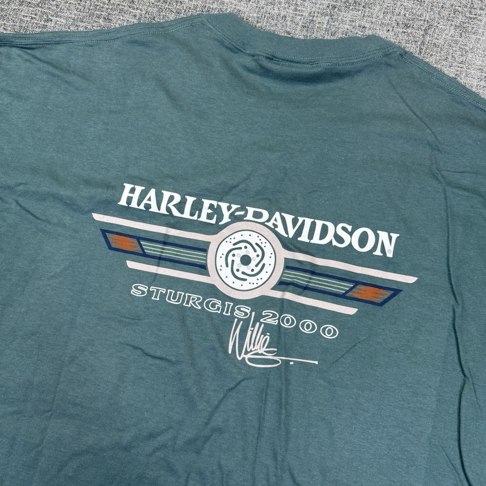 Harley Davison Sturgis T Shirt Men's XXL Green Motorcycle Y2K 2000